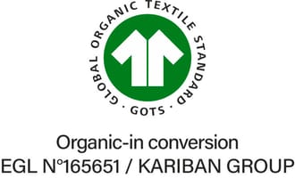 Icon Certification GOTS (Global Organic Textile Standard), certification la plus stricte en matière de textiles en fibres biologiques, couvrant tout le processus depuis la transformation de la fibre biologique jusqu'à une fabrication écologiquement et socialement responsable. Certifié par Ecocert Greenlife.