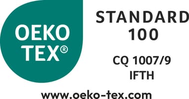 Icon OEKO-TEX® STANDARD 100 certified product, CQ 1007/9 certificate, IFTH. This label guarantees the chemical safety of certified products.