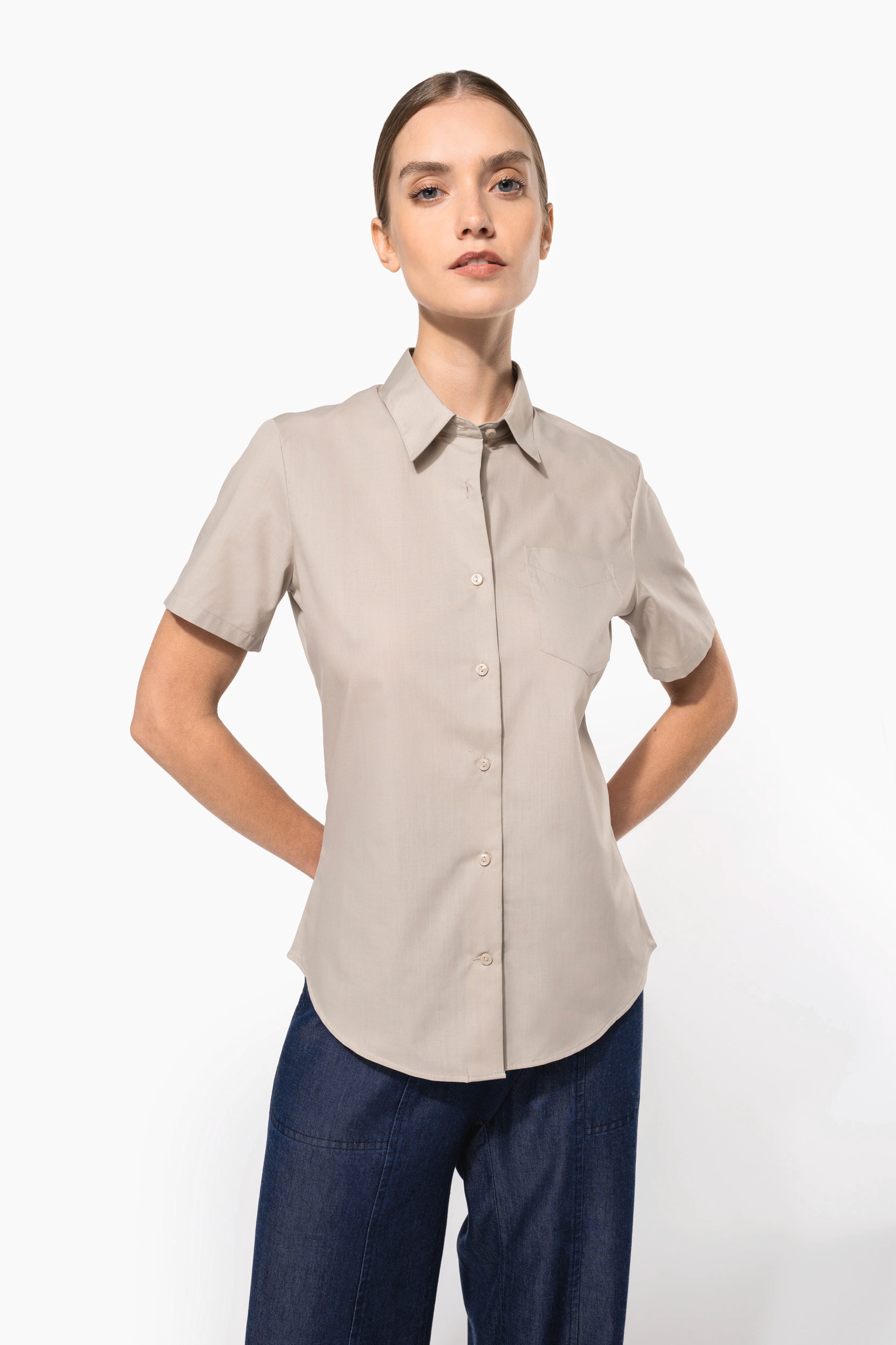 Chemise Fille REI Manches Roulées Marron, 100% Polyester, Taille XS (6-7 Ans)
