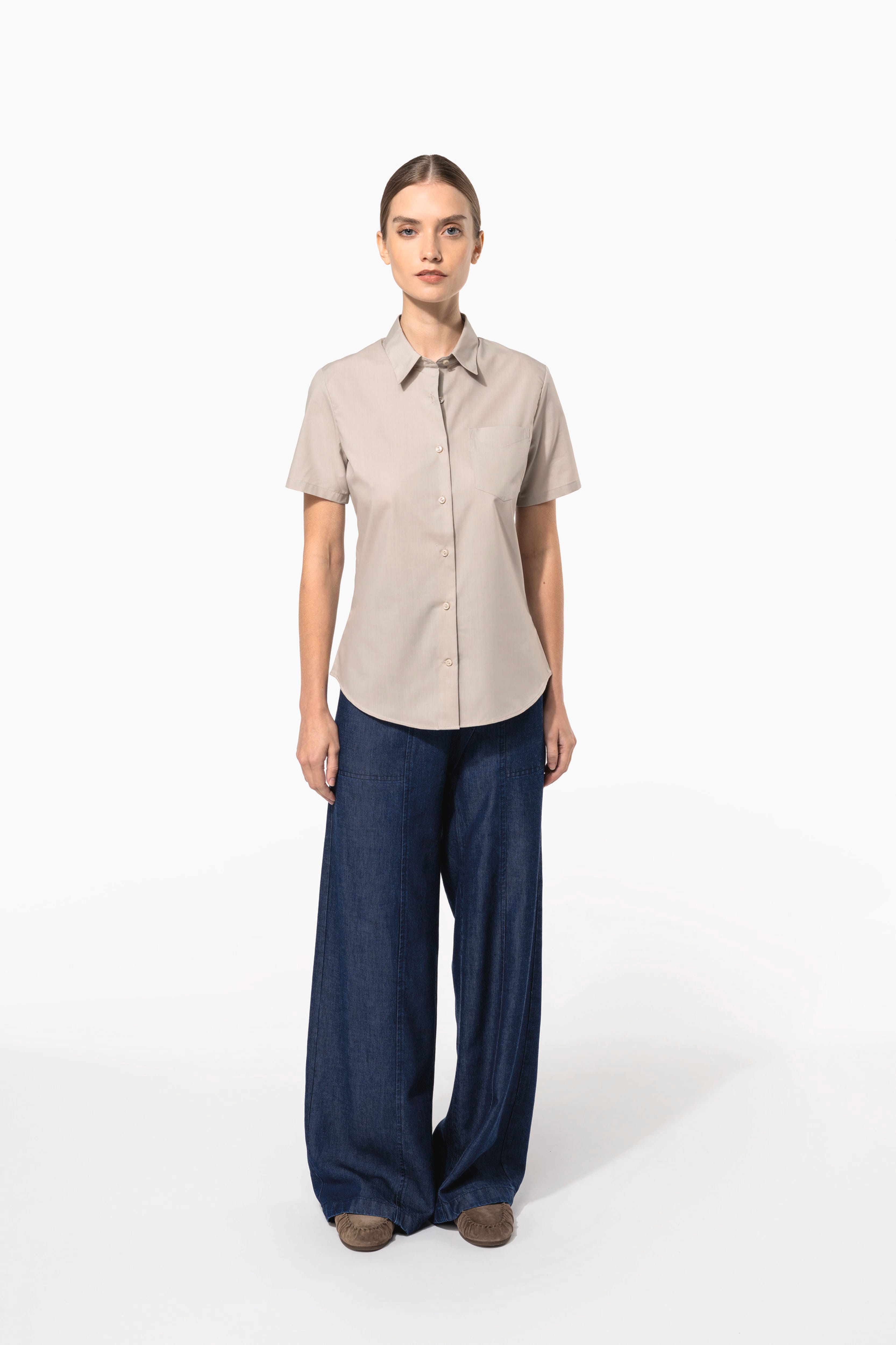 Chemise de Nuit Femme Boutonnée Devant Manches Courte Robe de Nuit