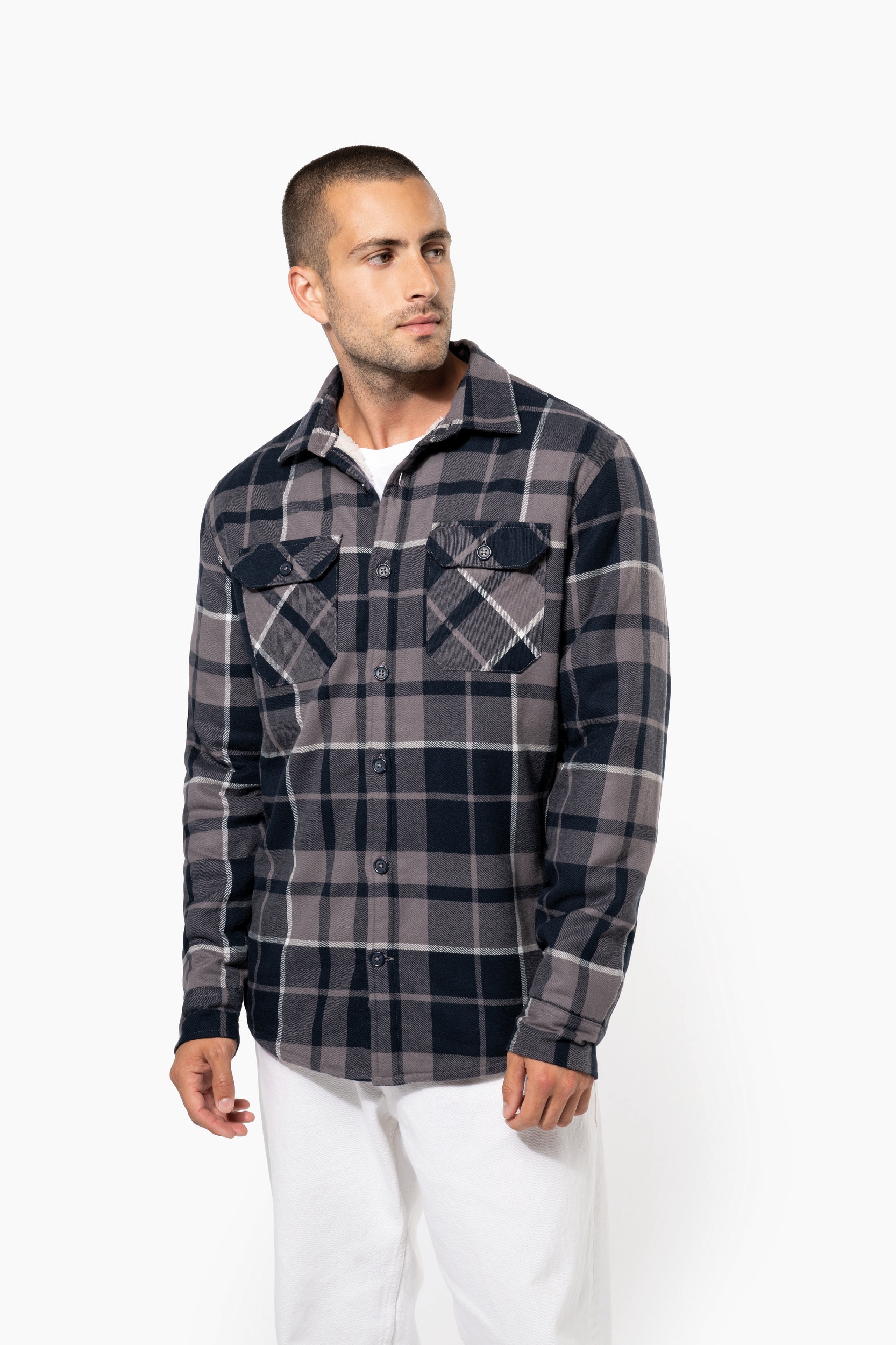 SURCHEMISE MANCHES LONGUES - CARHARTT - Flannel Sherpa-Lined shirt - CHIVE - Biker's Store