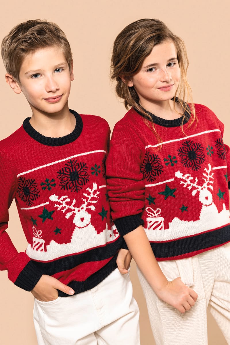 kariban Pullover col rond de Noël enfant