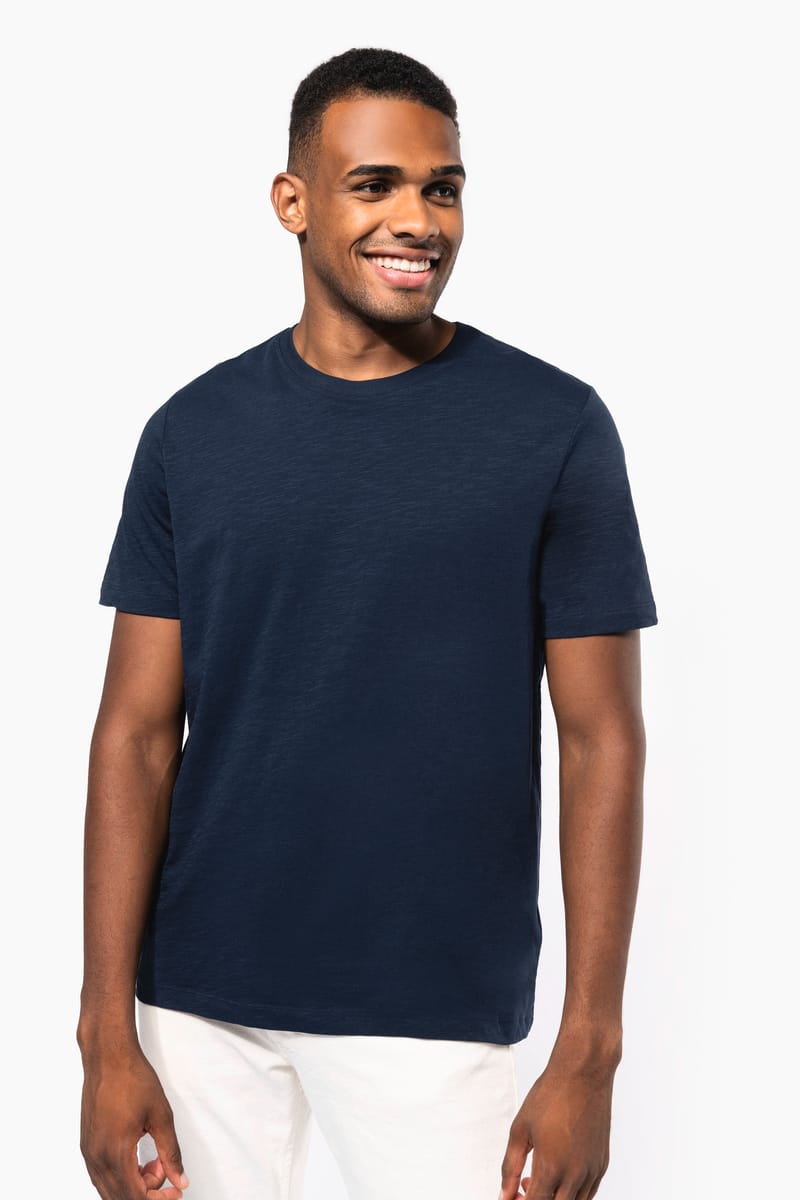 kariban T-shirt slub écoresponsable col rond manches courtes homme