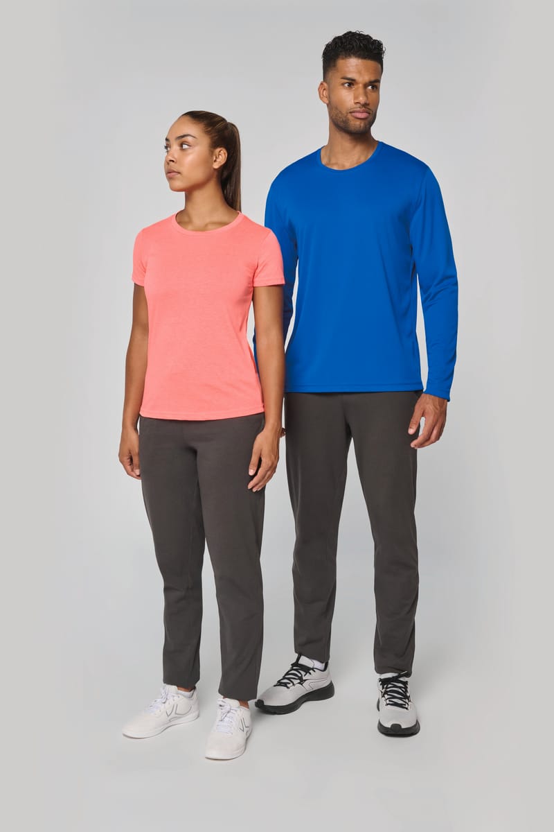 T-shirt Sport Manches Longues Homme – 100% Polyester, Respirant, Séchage Rapide, Pour Entraînement, Coupe Régulière
