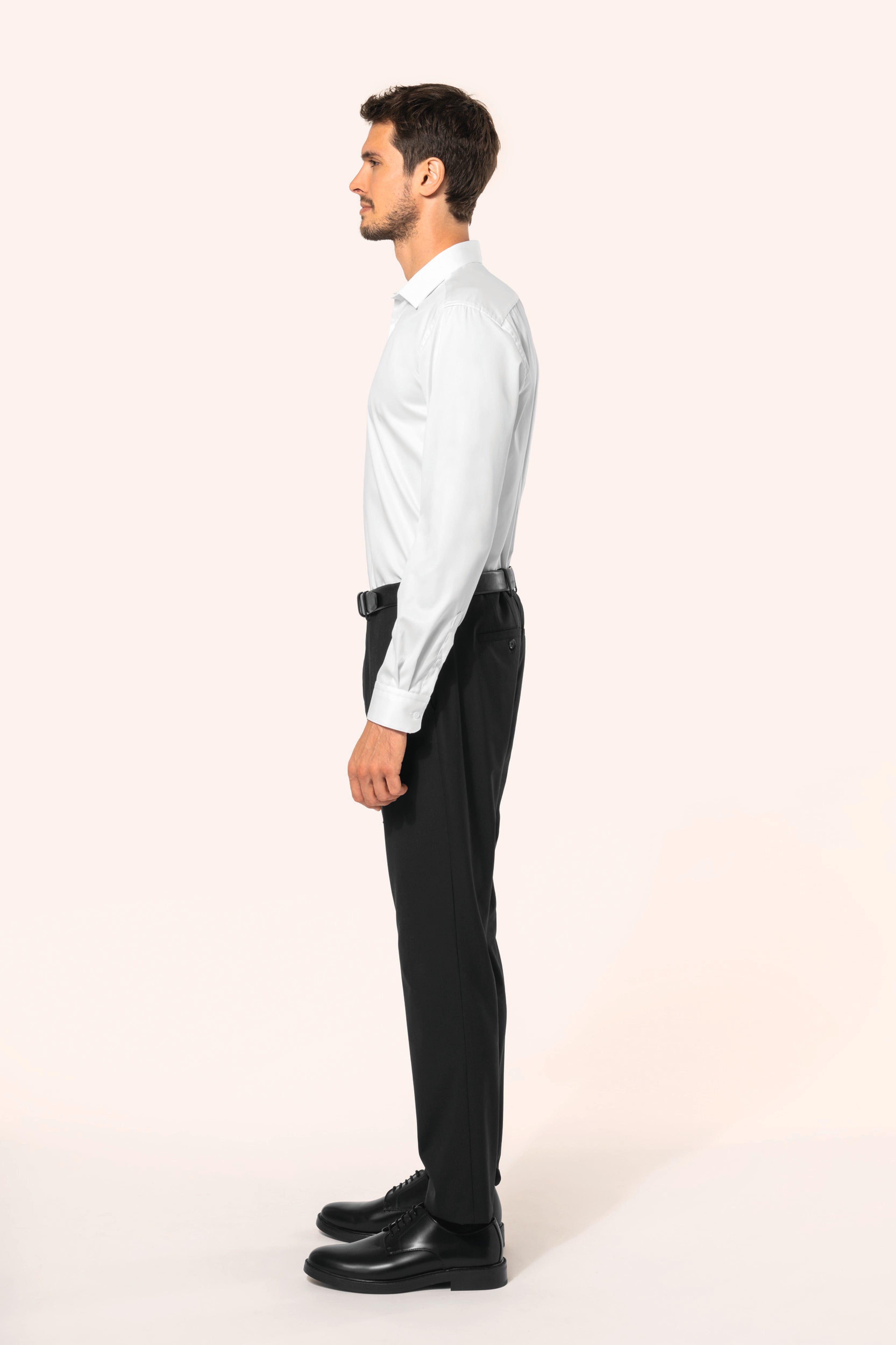 Chemise manches longues en coton blanche à petits carreaux avec un col américain EDEN PARK - CCV Mode
