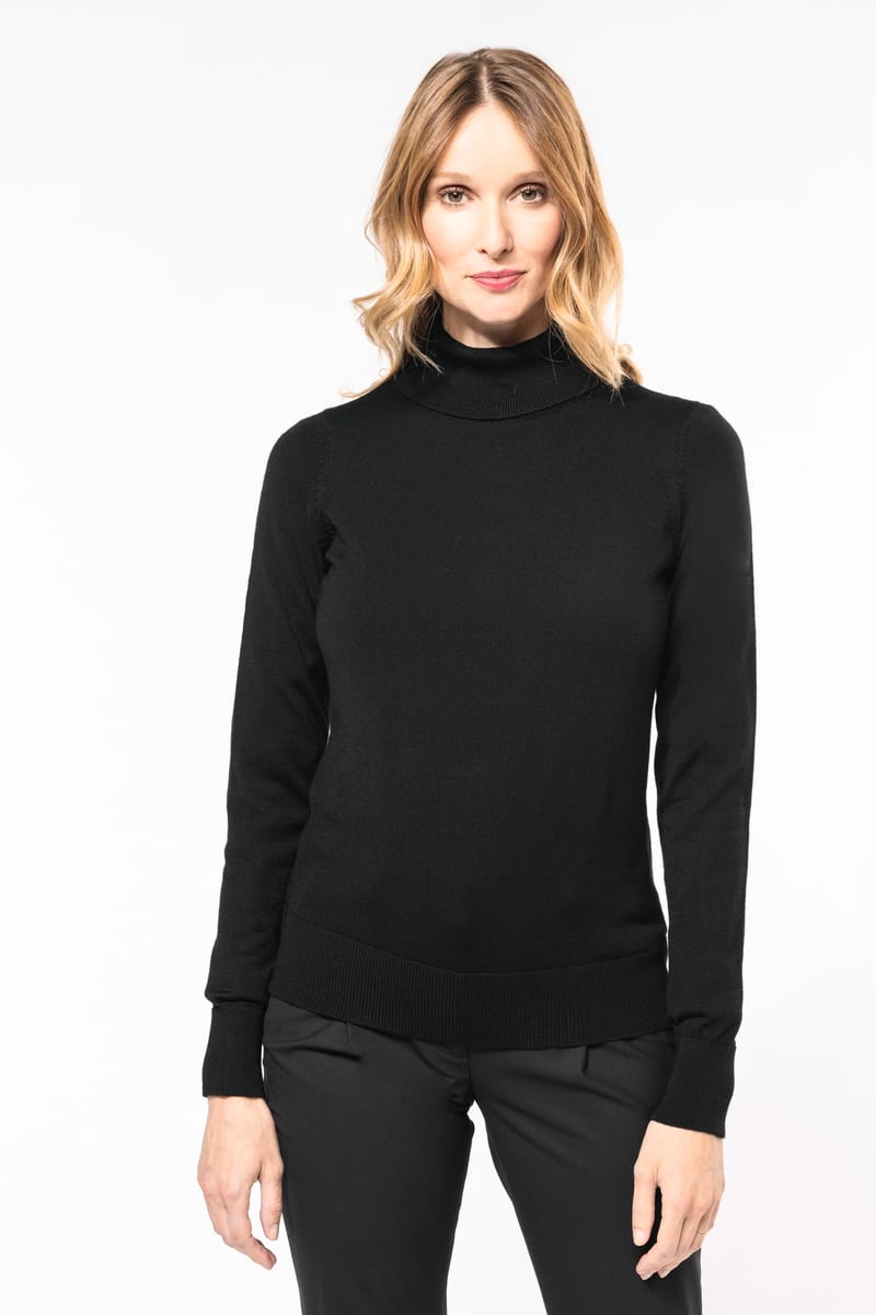 kariban Pull Mérinos col roulé femme
