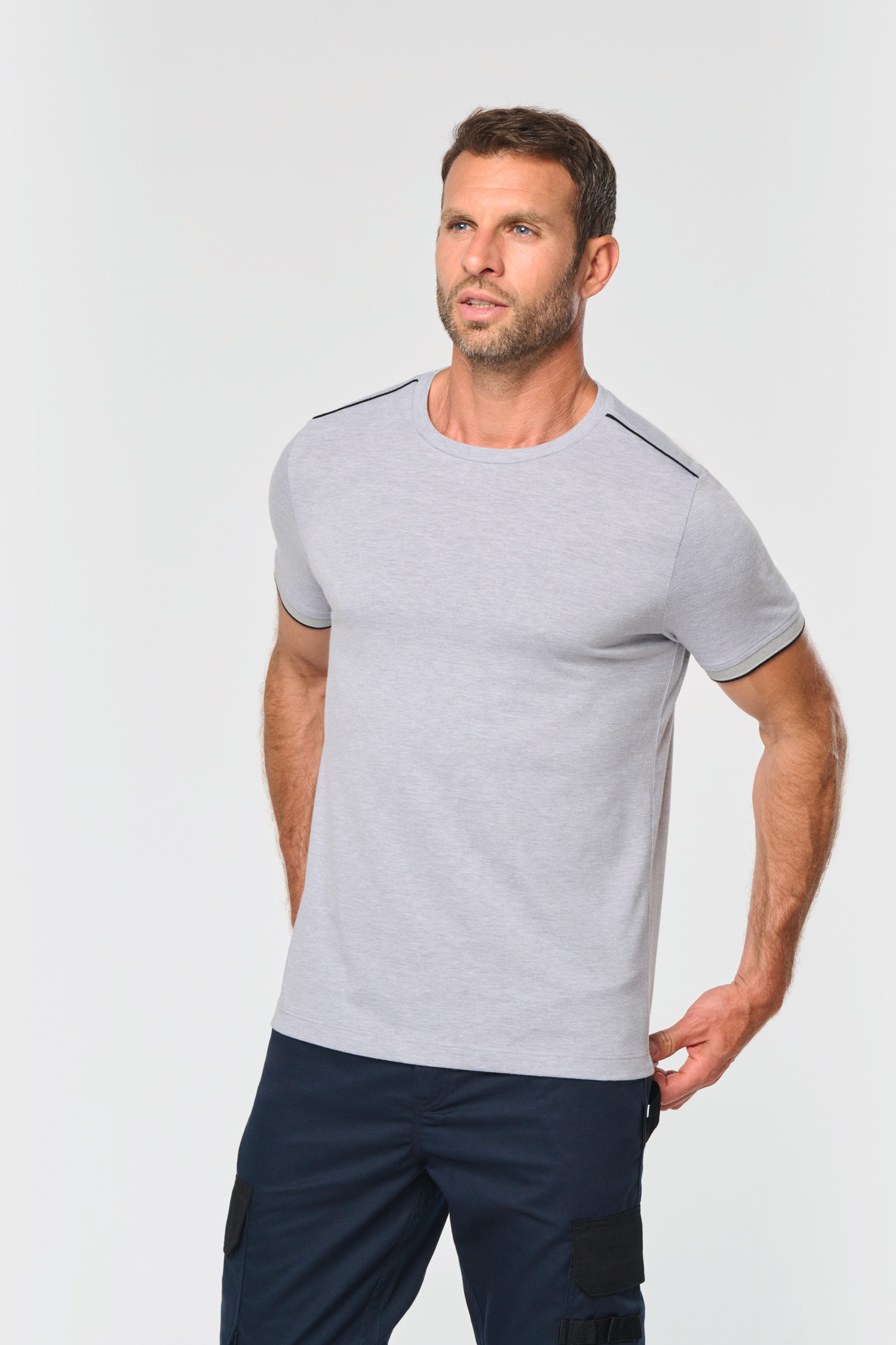 T-shirt 10 Days En Lin - Col V, Rose Gris, Taille 38, Manches Courtes
